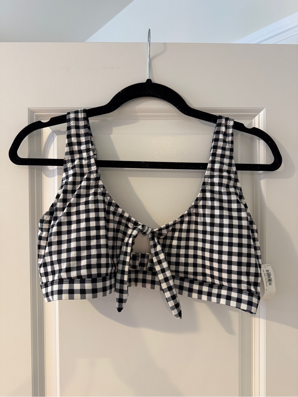 Black & White Gingham Tie-Front Crop Top